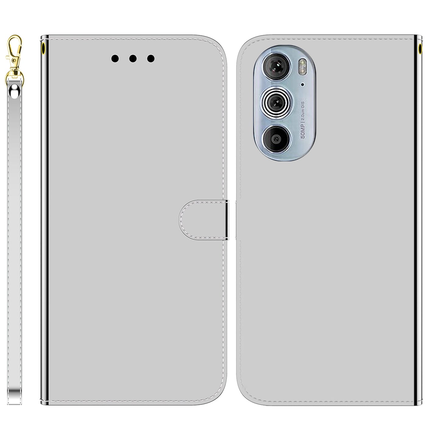 For Motorola Edge 30 Pro Imitated Mirror Surface Horizontal Flip Leather Phone Case(Silver)