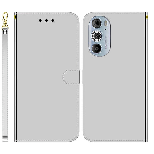 For Motorola Edge 30 Pro Imitated Mirror Surface Horizontal Flip Leather Phone Case(Silver)