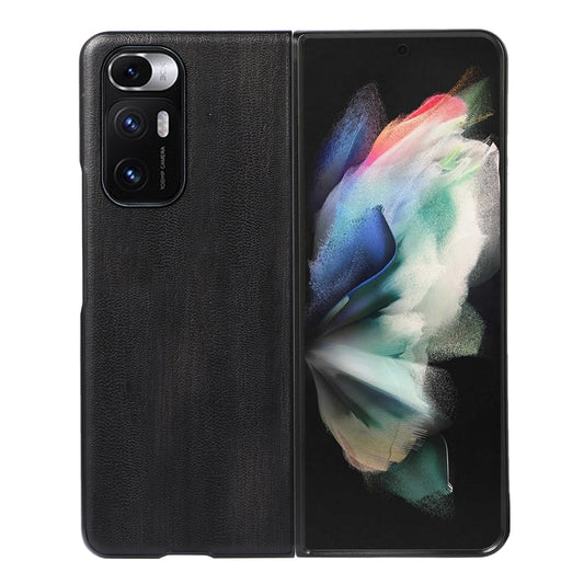 For Xiaomi Mi Mix Fold Yellow Cow Texture PU Phone Case(Black)