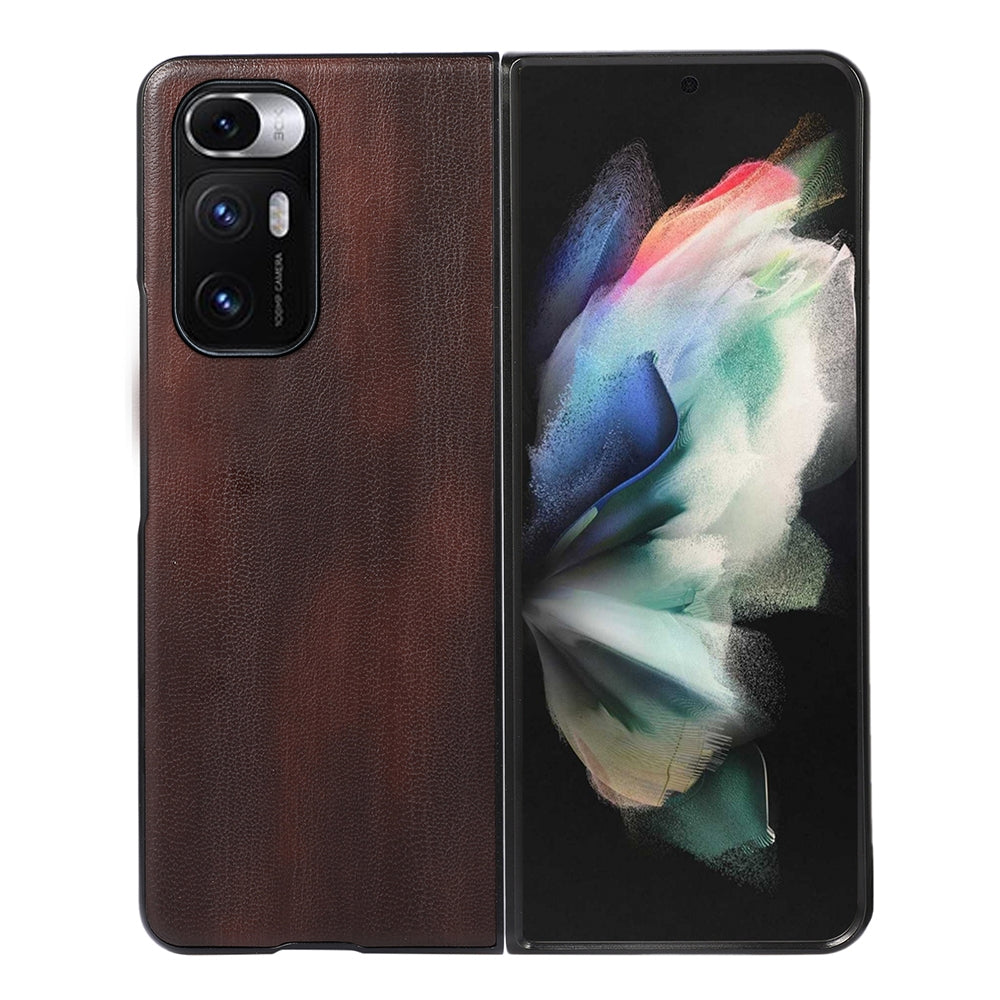 For Xiaomi Mi Mix Fold Yellow Cow Texture PU Phone Case(Coffee)