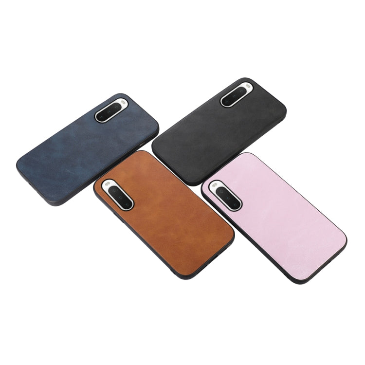 Uniqkart For Sony Xperia 10 IV 5G Vintage Phone Case PU Leather Coated TPU+PC Litchi Texture Cover - Brown