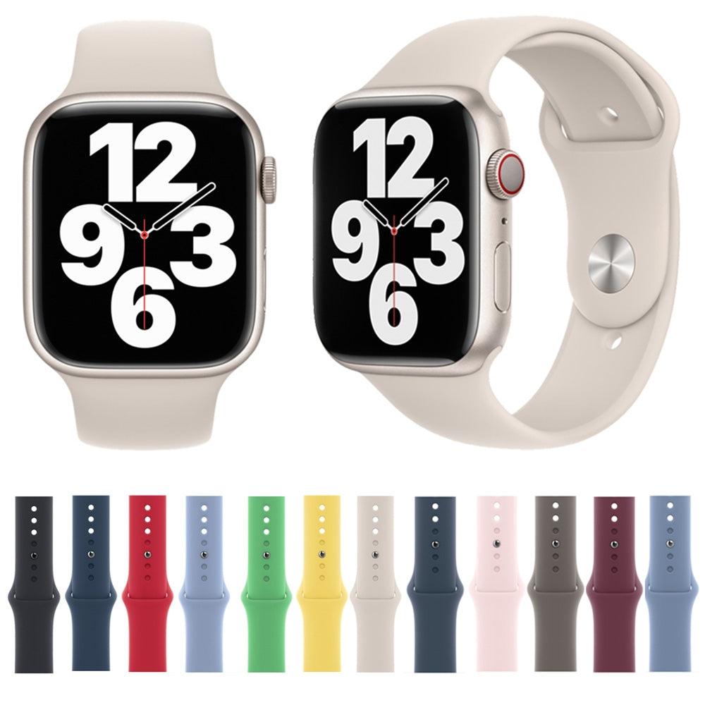 Silicone Watch Band For Apple Watch Series 9&8&7 41mm / SE 3&SE 2&6&SE&5&4 40mm / 3&2&1 38mm(Starlight)