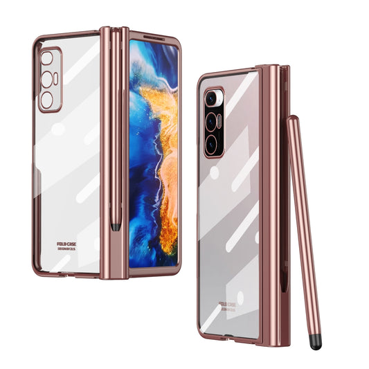 For Xiaomi Mi Mix Fold Electroplating Hinge Phone Case with Stylus(Pink)