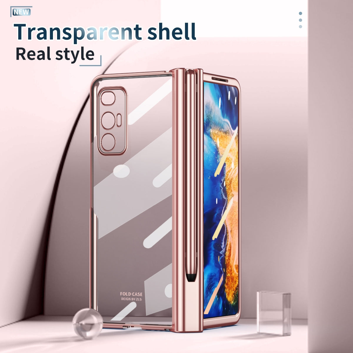 For Xiaomi Mi Mix Fold Electroplating Hinge Phone Case with Stylus(Pink)