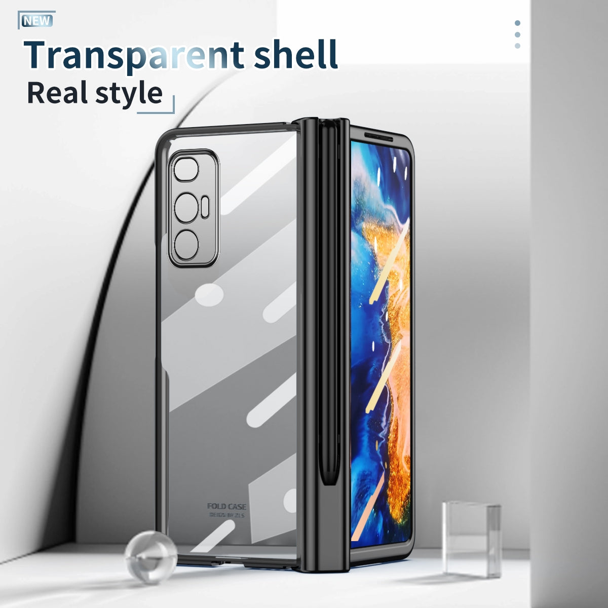 For Xiaomi Mi Mix Fold Electroplating Hinge Phone Case with Stylus(Black)