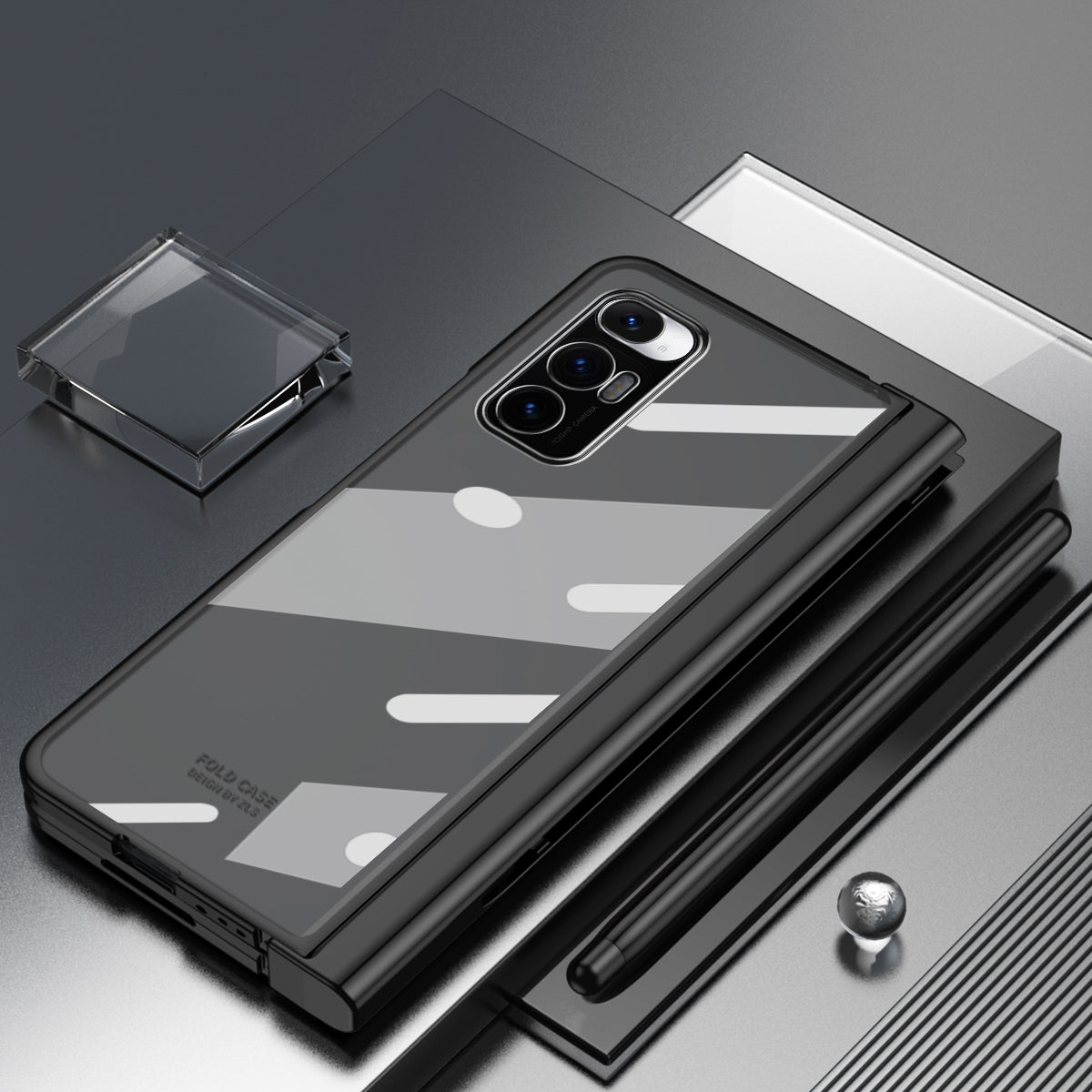 For Xiaomi Mi Mix Fold Electroplating Hinge Phone Case with Stylus(Black)