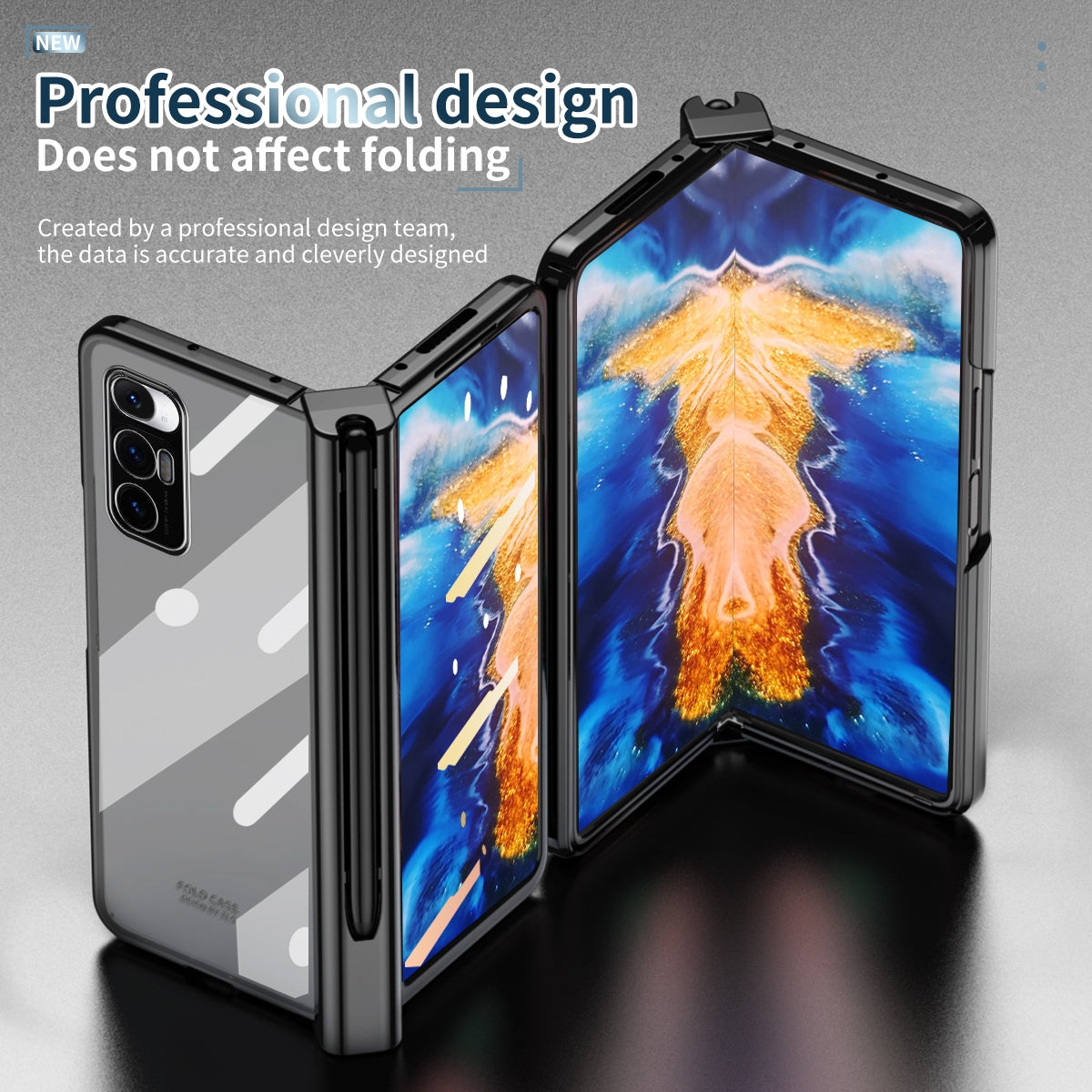 For Xiaomi Mi Mix Fold Electroplating Hinge Phone Case with Stylus(Black)