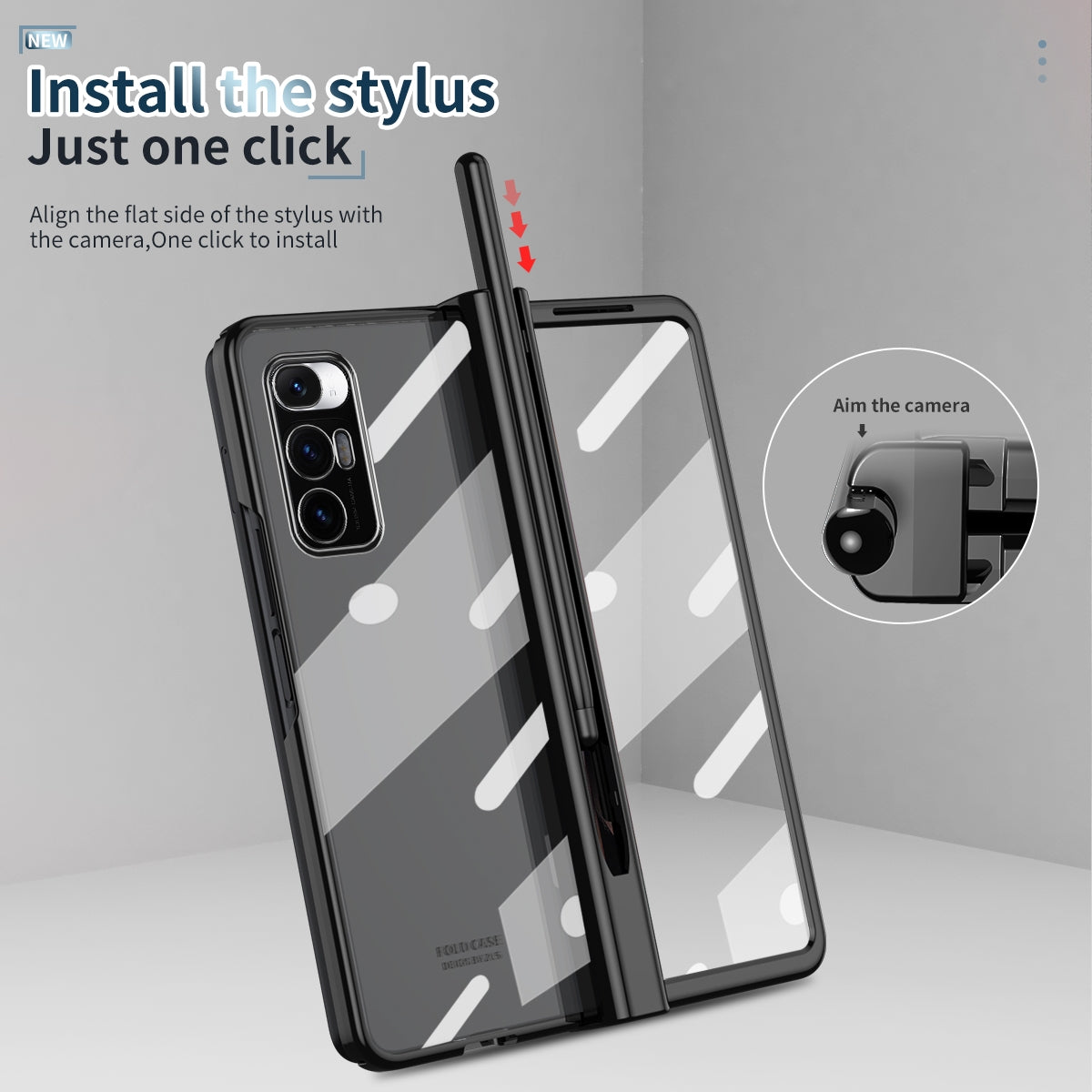 For Xiaomi Mi Mix Fold Electroplating Hinge Phone Case with Stylus(Black)
