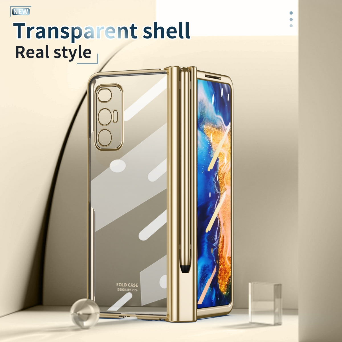 For Xiaomi Mi Mix Fold Electroplating Hinge Phone Case with Stylus(Gold)