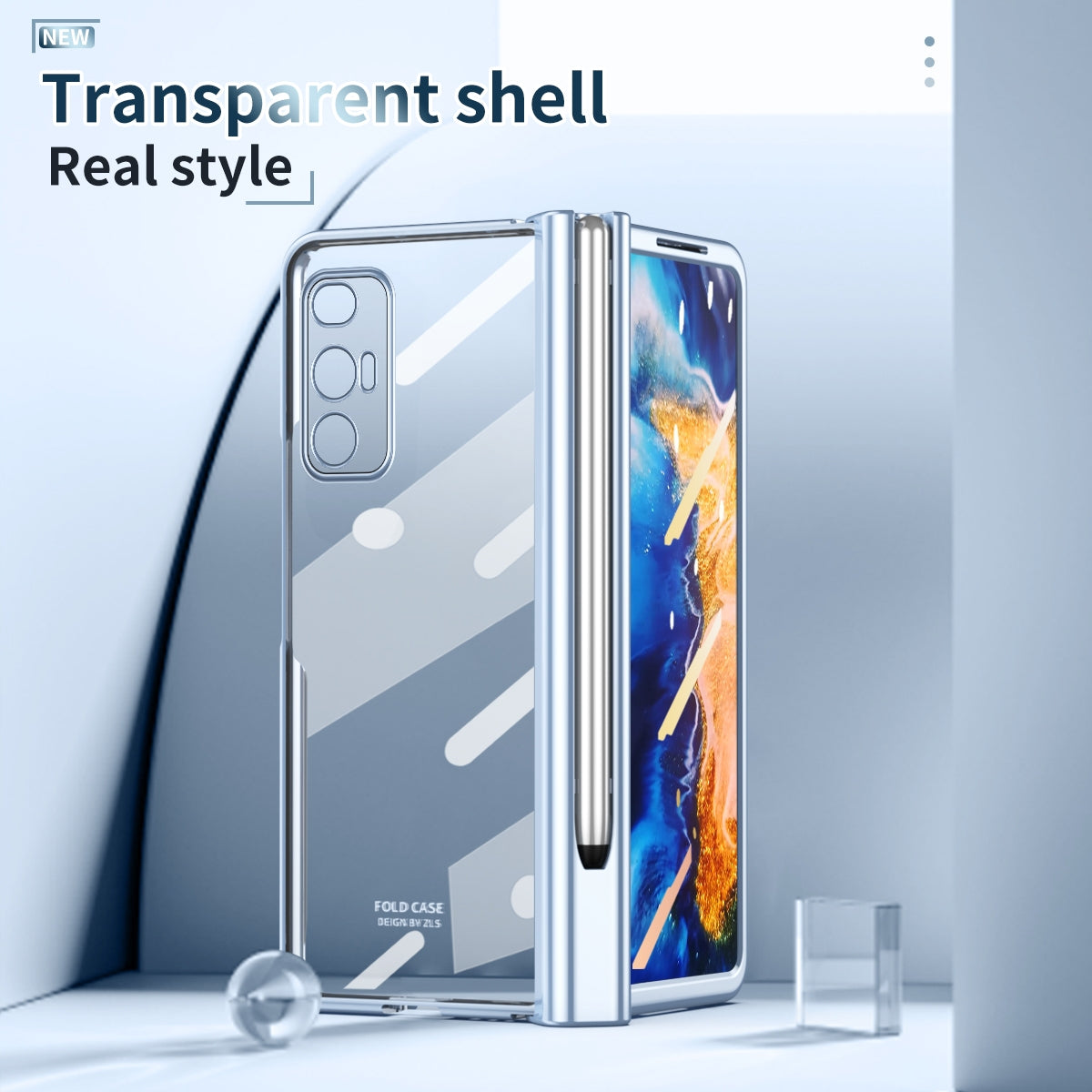 For Xiaomi Mi Mix Fold Electroplating Hinge Phone Case with Stylus(Blue)