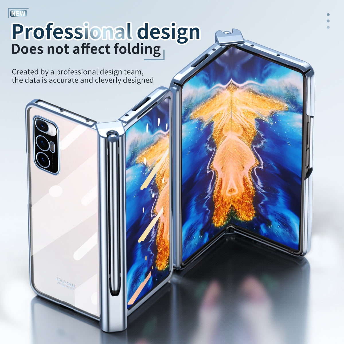 For Xiaomi Mi Mix Fold Electroplating Hinge Phone Case with Stylus(Blue)
