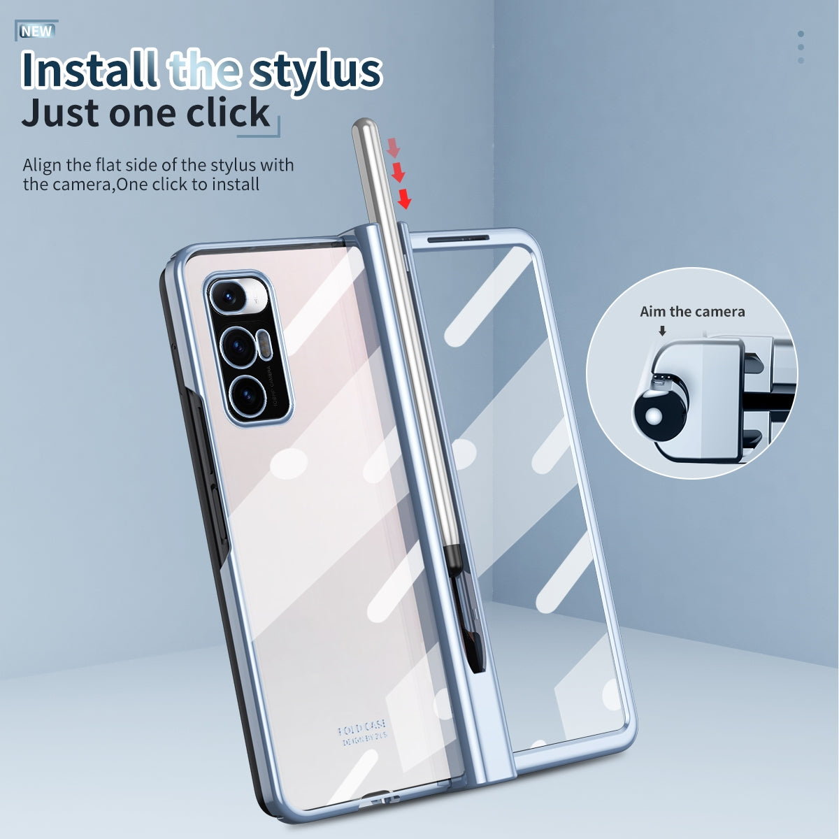For Xiaomi Mi Mix Fold Electroplating Hinge Phone Case with Stylus(Blue)