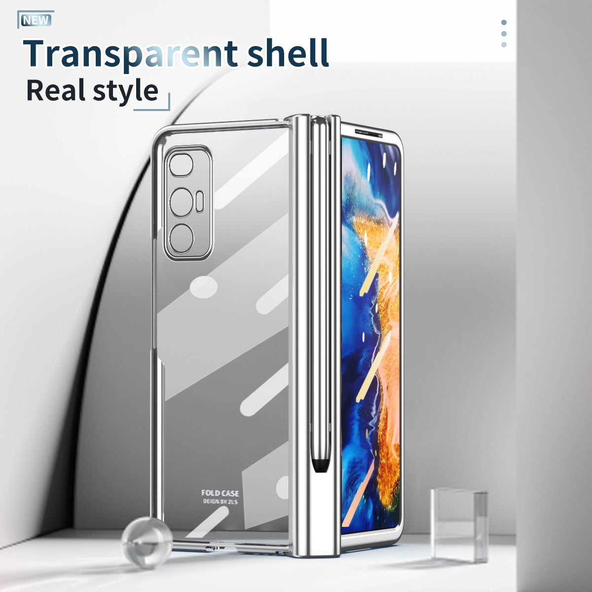For Xiaomi Mi Mix Fold Electroplating Hinge Phone Case with Stylus(Silver)