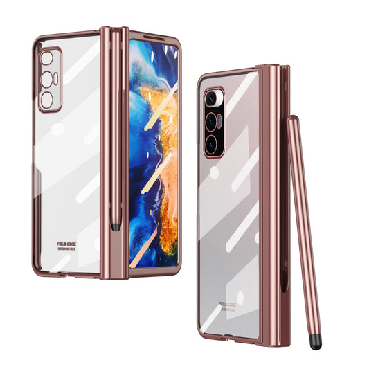 For Xiaomi Mi Mix Fold Full Body Electroplating Hinge Phone Case with Stylus(Pink)