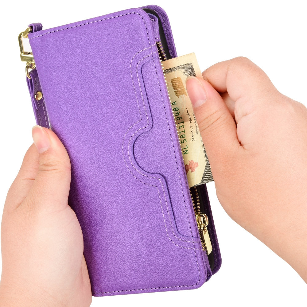 For Motorola Edge 30/Edge 30 Pro/Edge+ 2022 Litchi Texture Zipper Leather Phone Case(Purple)