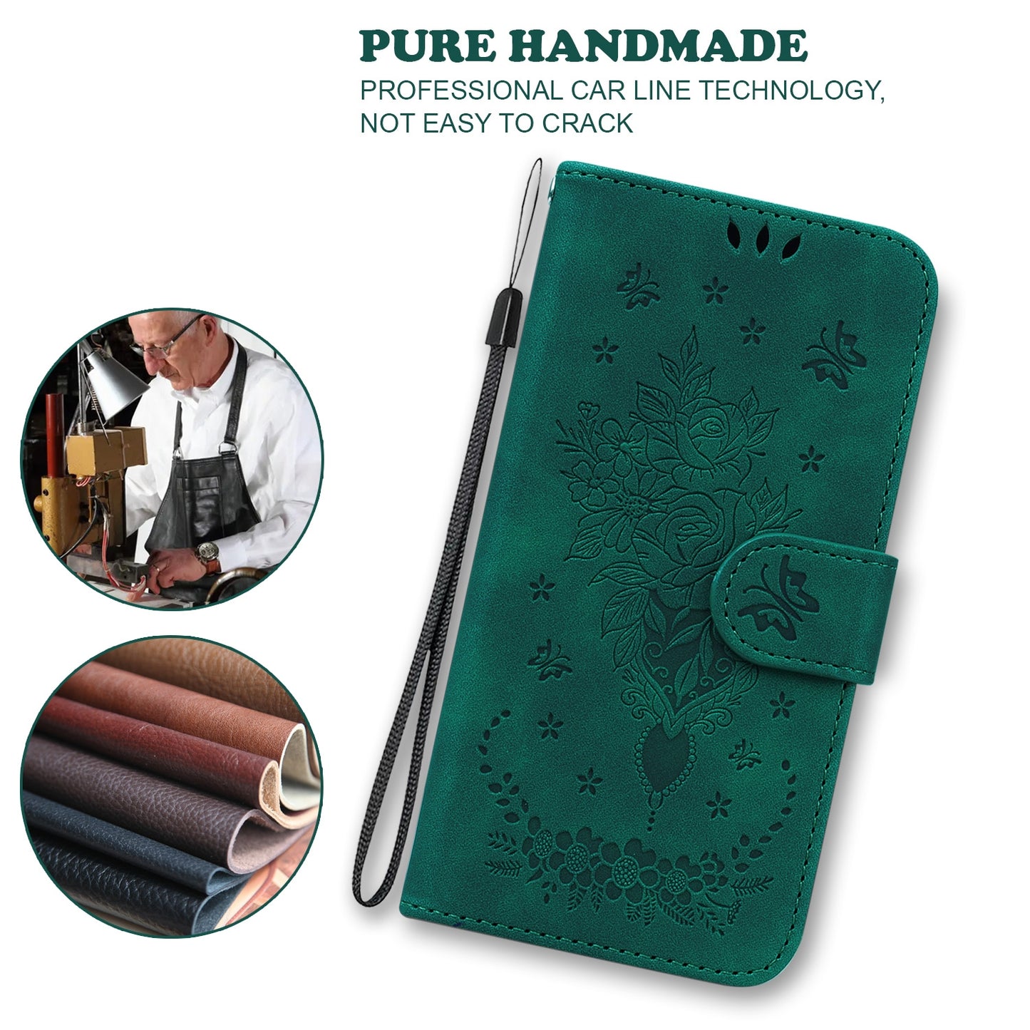 For Motorola Edge+ 2022 / Edge 30 Pro Butterfly Rose Embossed Leather Phone Case(Green)