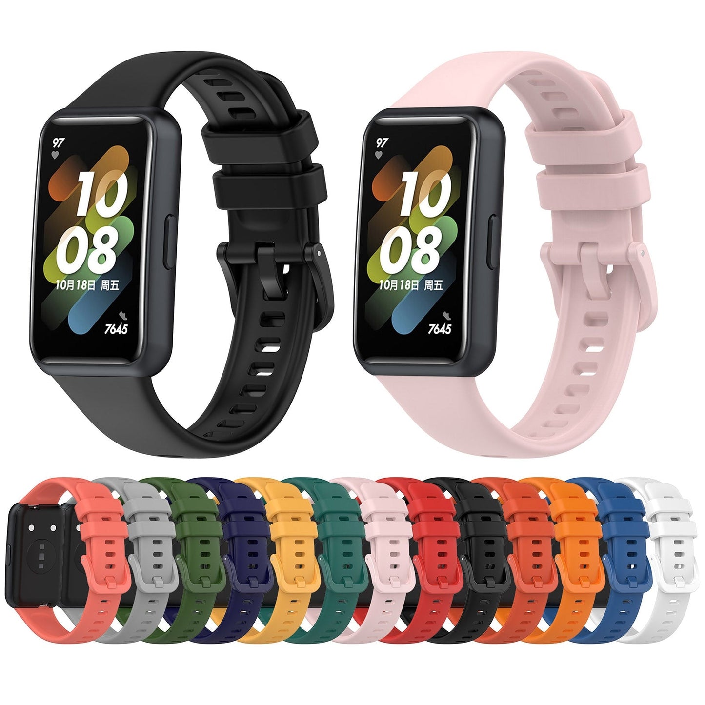 For Huawei Band 7 Silicone Watch Band(Black)