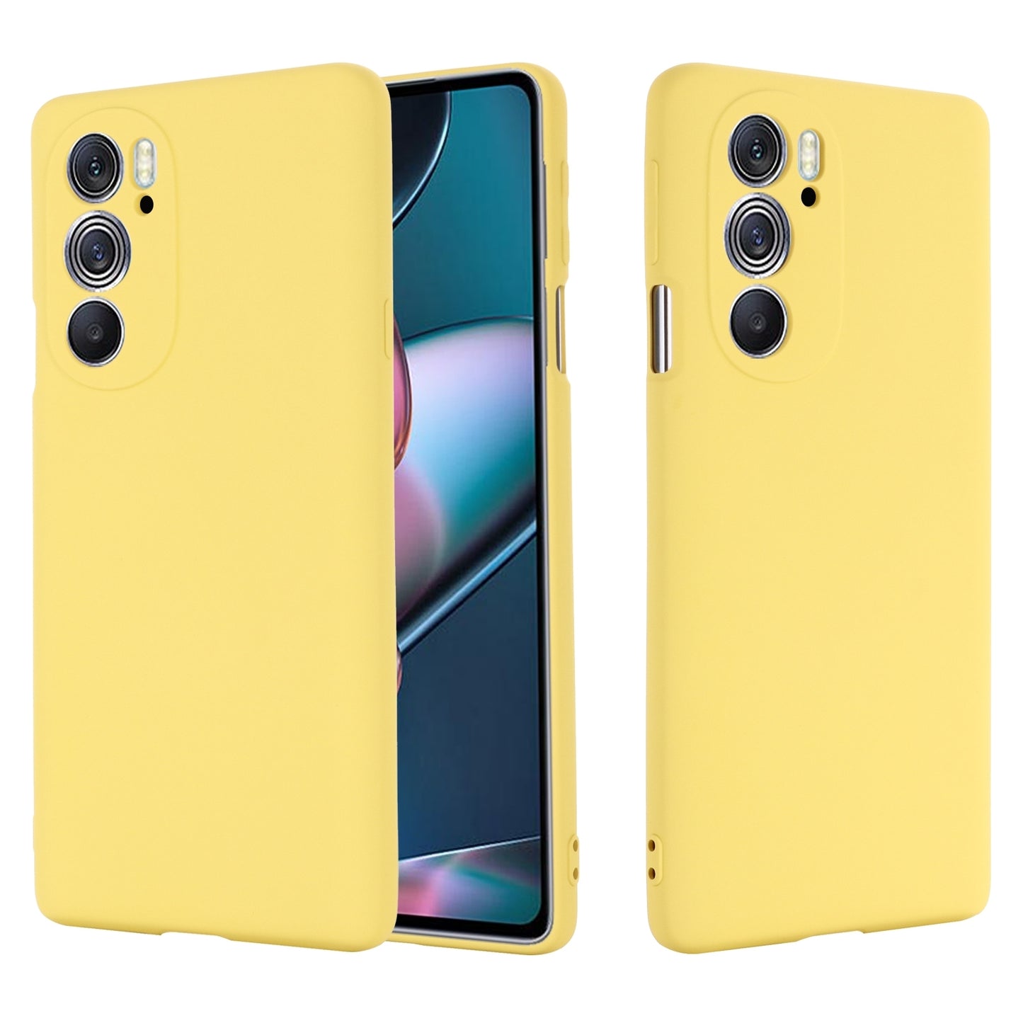 For Motorola Edge 30 Pro / Edge+ 2022 Pure Color Liquid Silicone Shockproof Phone Case(Yellow)