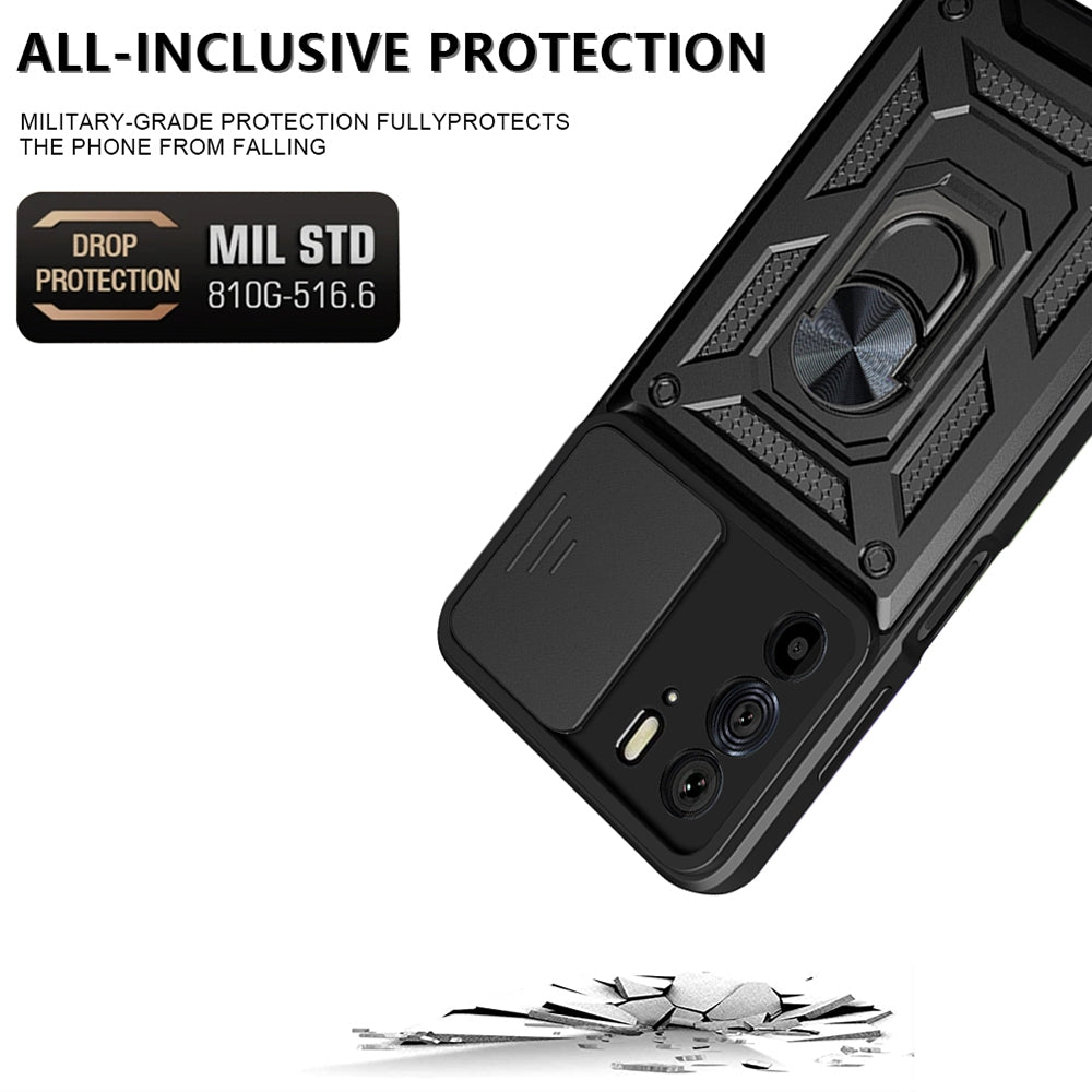 For Motorola Edge 30 Pro Sliding Camera Cover Design TPU+PC Phone Case(Black)