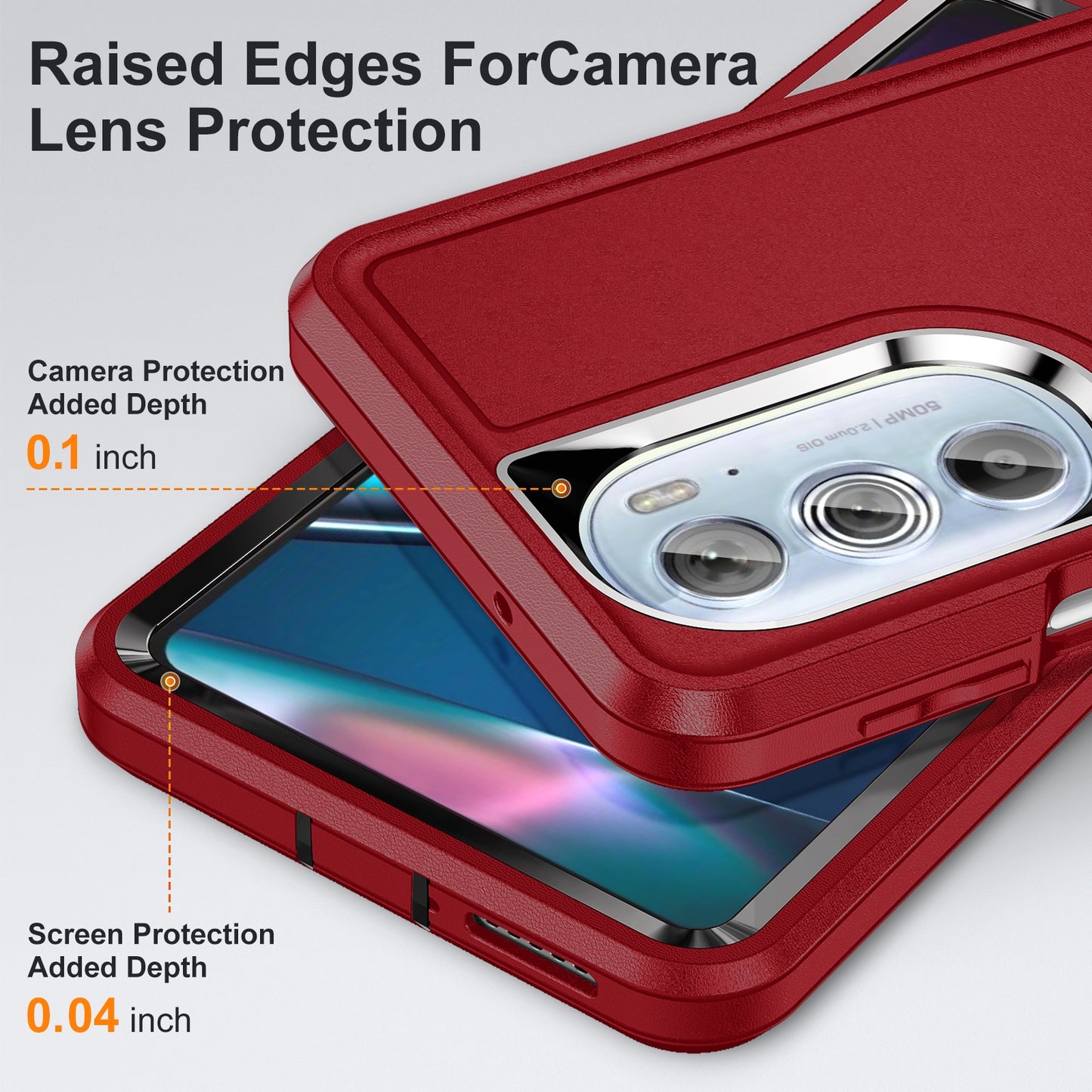 For Motorola Edge 30 Pro 3 in 1 Rugged Holder Phone Case(Red + Black)