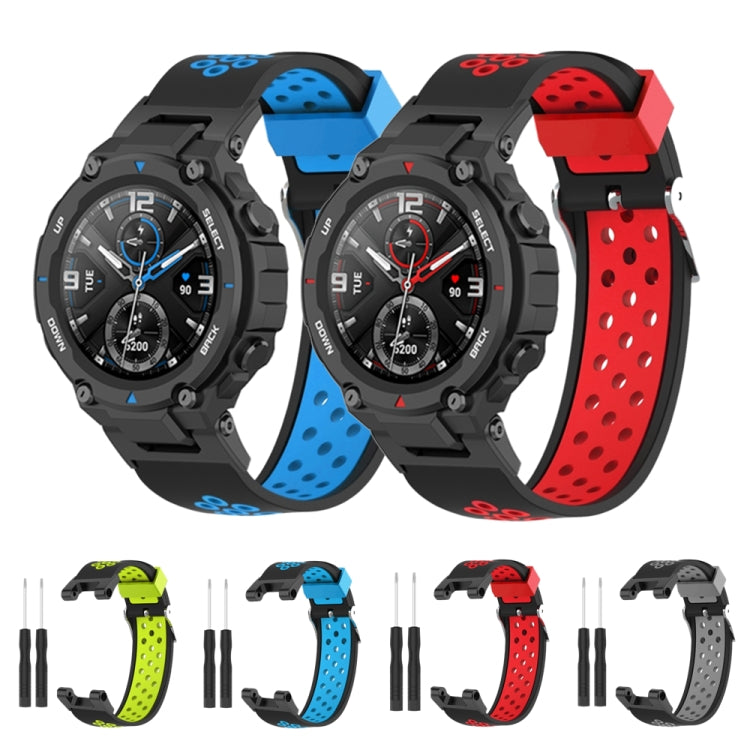 3-Row Holes Two-color Silicone Watch Band, For Amazfit T-Rex / T-Rex Pro / Ares