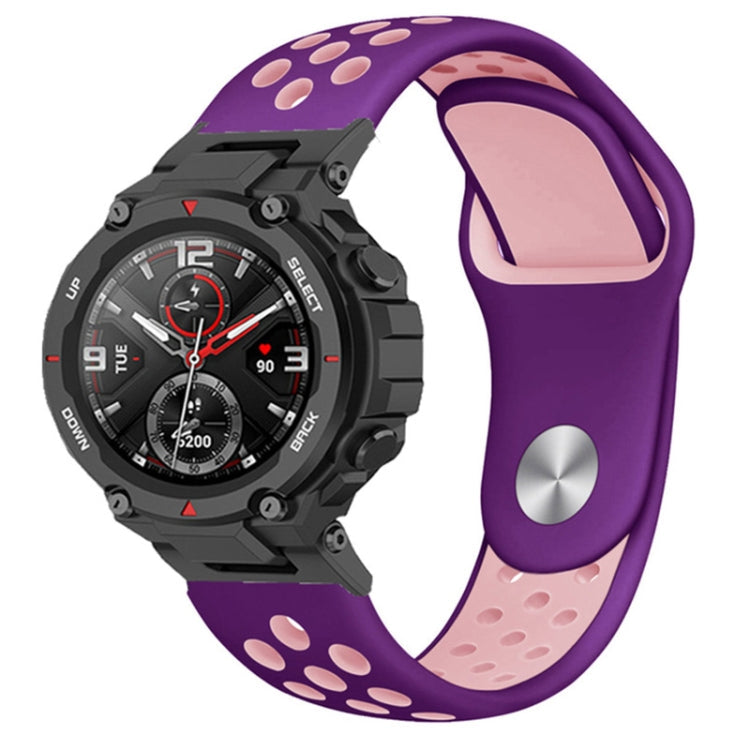 Two-color Holes Reverse Buckle Silicone Watch Band, For Amazfit T-Rex 2