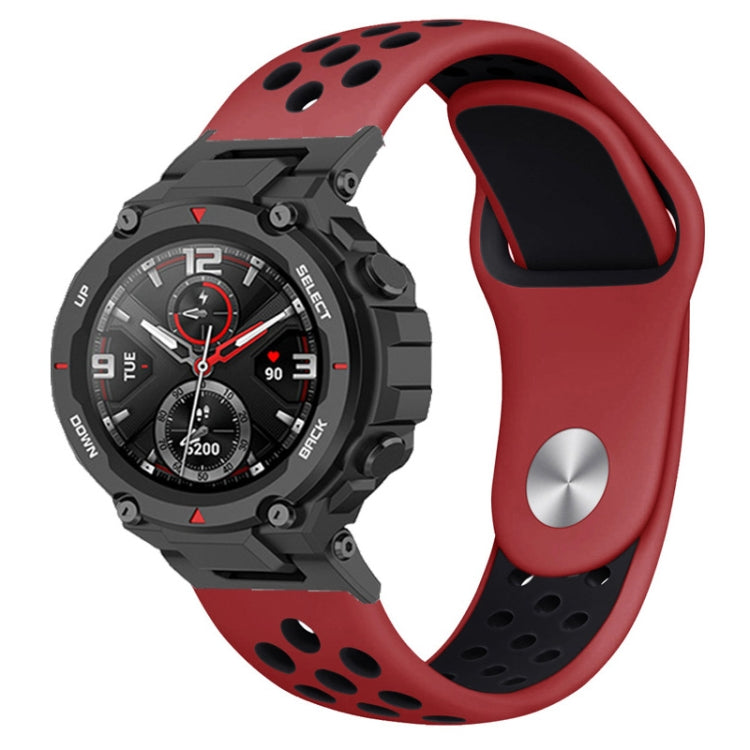 Two-color Holes Reverse Buckle Silicone Watch Band, For Amazfit T-Rex 2