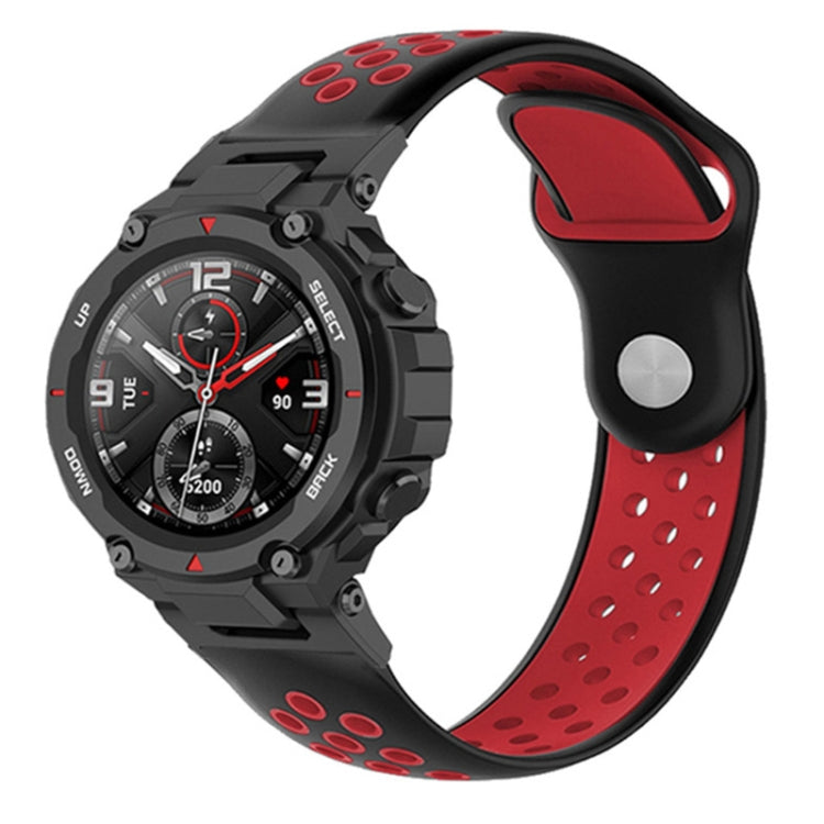 Two-color Holes Reverse Buckle Silicone Watch Band, For Amazfit T-Rex 2