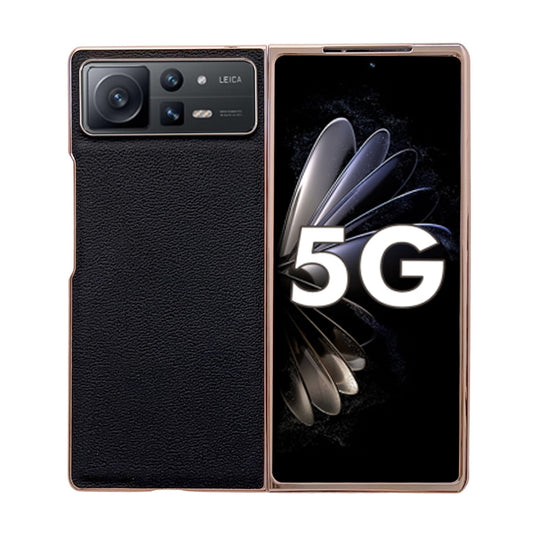For Xiaomi Mix Fold 2 Genuine Leather Luolai Series Nano Plating Phone Case(Black)