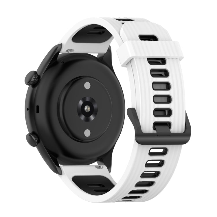 22mm Stripe Two-color Silicone Stainless Steel Buckle Watch Band, For Amazfit GTR 4 / GTS 4 / GTR 3