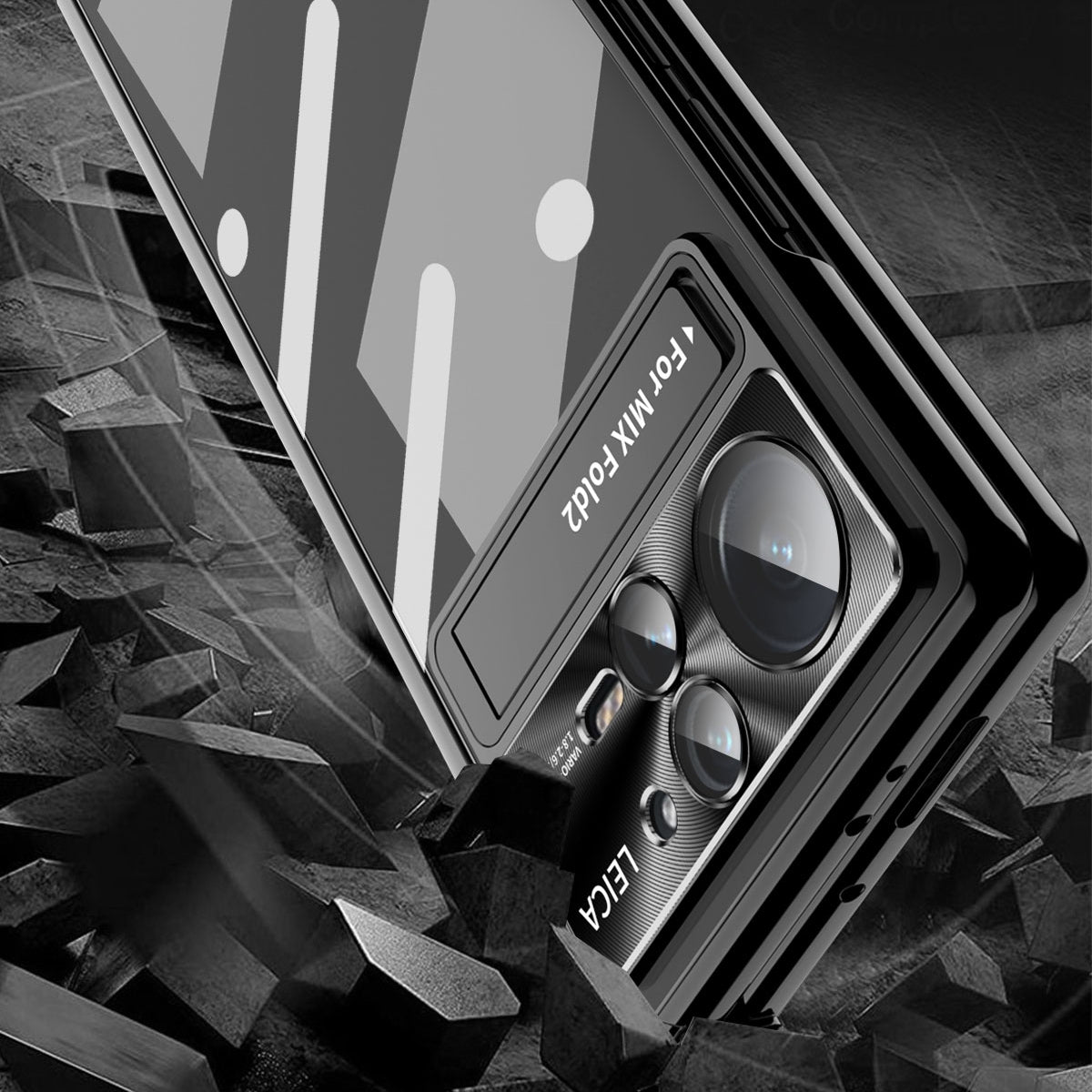 For Xiaomi Mix Fold 2 Magnetic Hinges Plating Phone Case with Holder(Blue)