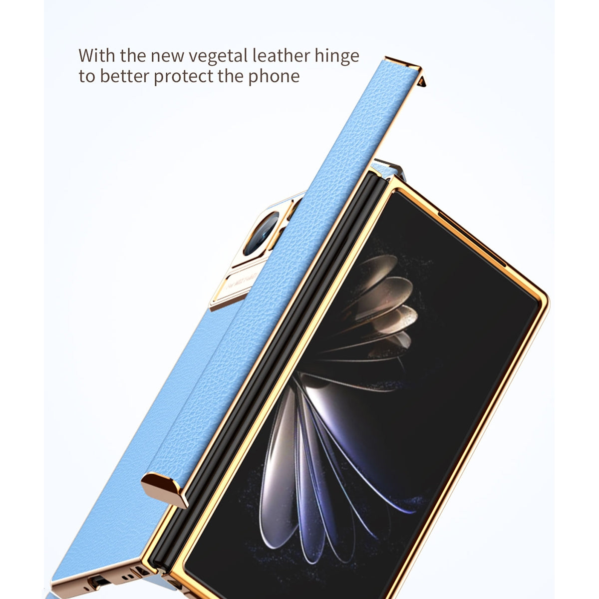 For Xiaomi Mix Fold 2 Electroplated Frame Plain Leather Phone Case(Champagne Gold)