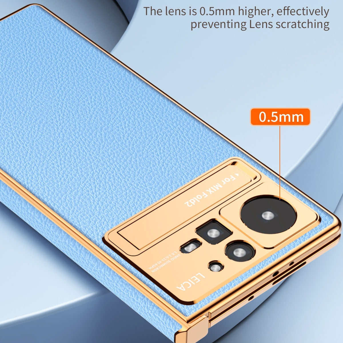 For Xiaomi Mix Fold 2 Electroplated Frame Plain Leather Phone Case(Champagne Gold)