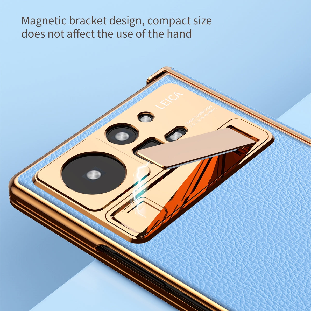 For Xiaomi Mix Fold 2 Electroplated Frame Plain Leather Phone Case(Champagne Gold)