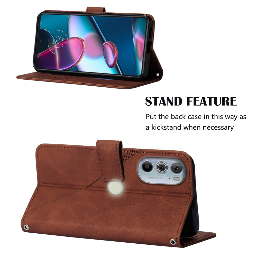 For Motorola Moto Edge 30 Pro / Edge+ 2022 Crossbody 3D Embossed Flip Leather Phone Case(Brown)