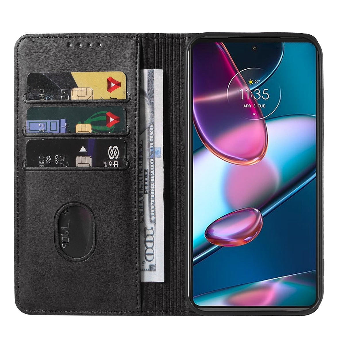 For Motorola Edge+ 5G UW 2022/Edge 30 Pro Magnetic Closure Leather Phone Case(Black)