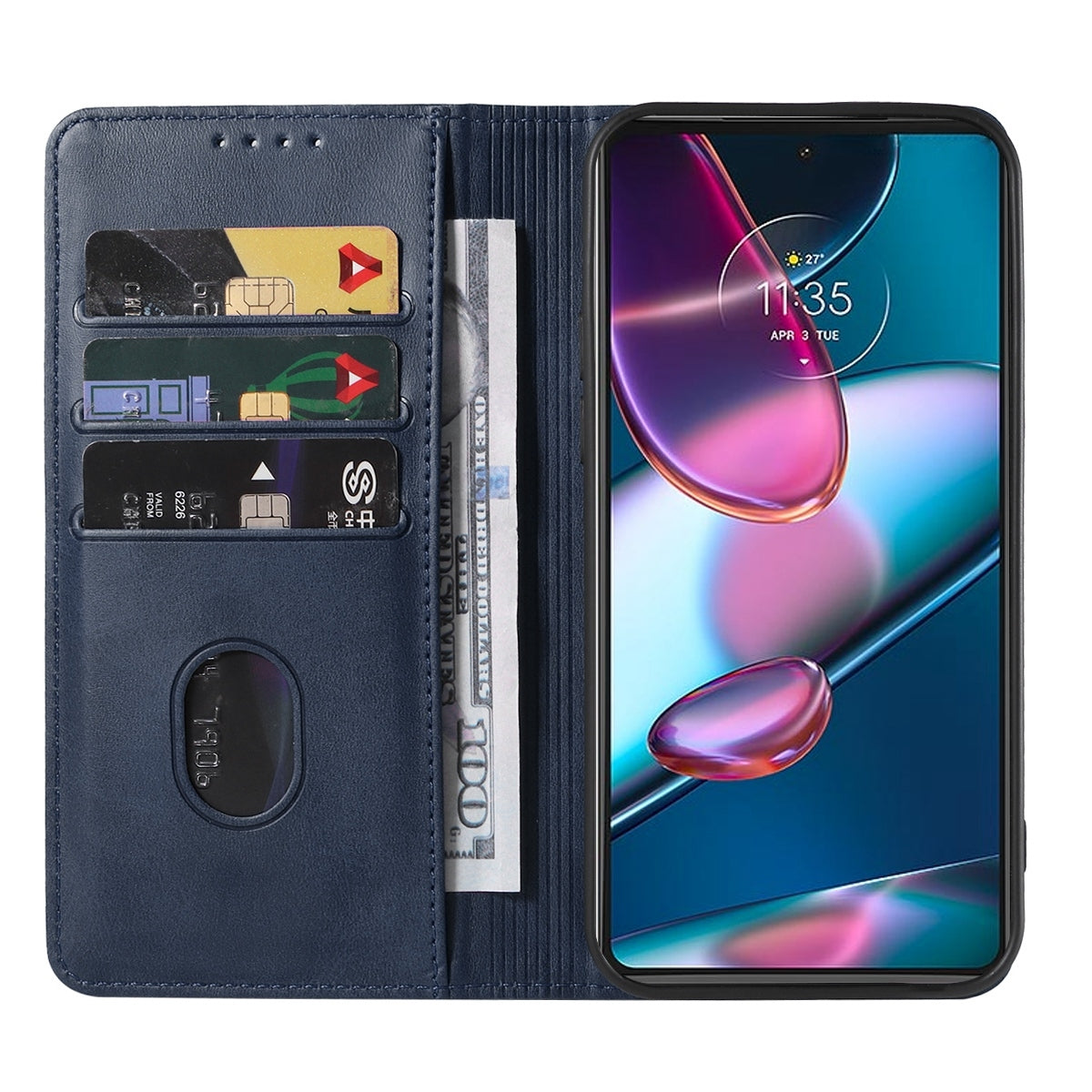 For Motorola Edge+ 5G UW 2022/Edge 30 Pro Magnetic Closure Leather Phone Case(Blue)