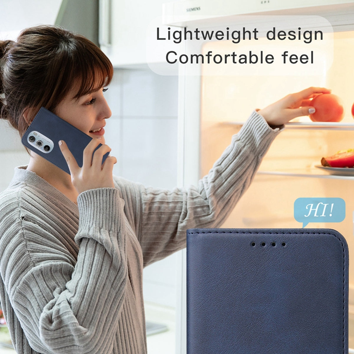 For Motorola Edge+ 5G UW 2022/Edge 30 Pro Magnetic Closure Leather Phone Case(Blue)