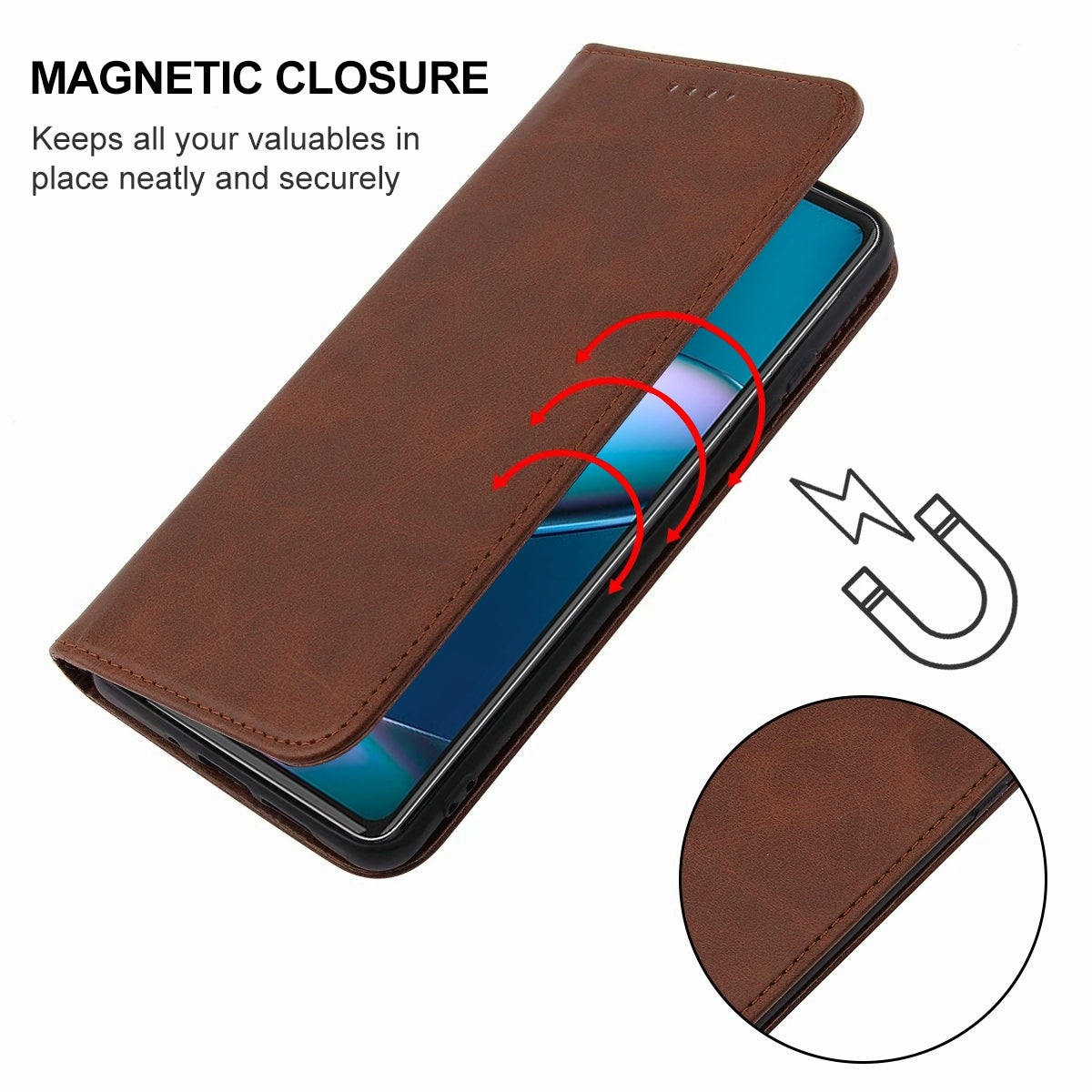 For Motorola Edge+ 5G UW 2022/Edge 30 Pro Magnetic Closure Leather Phone Case(Brown)