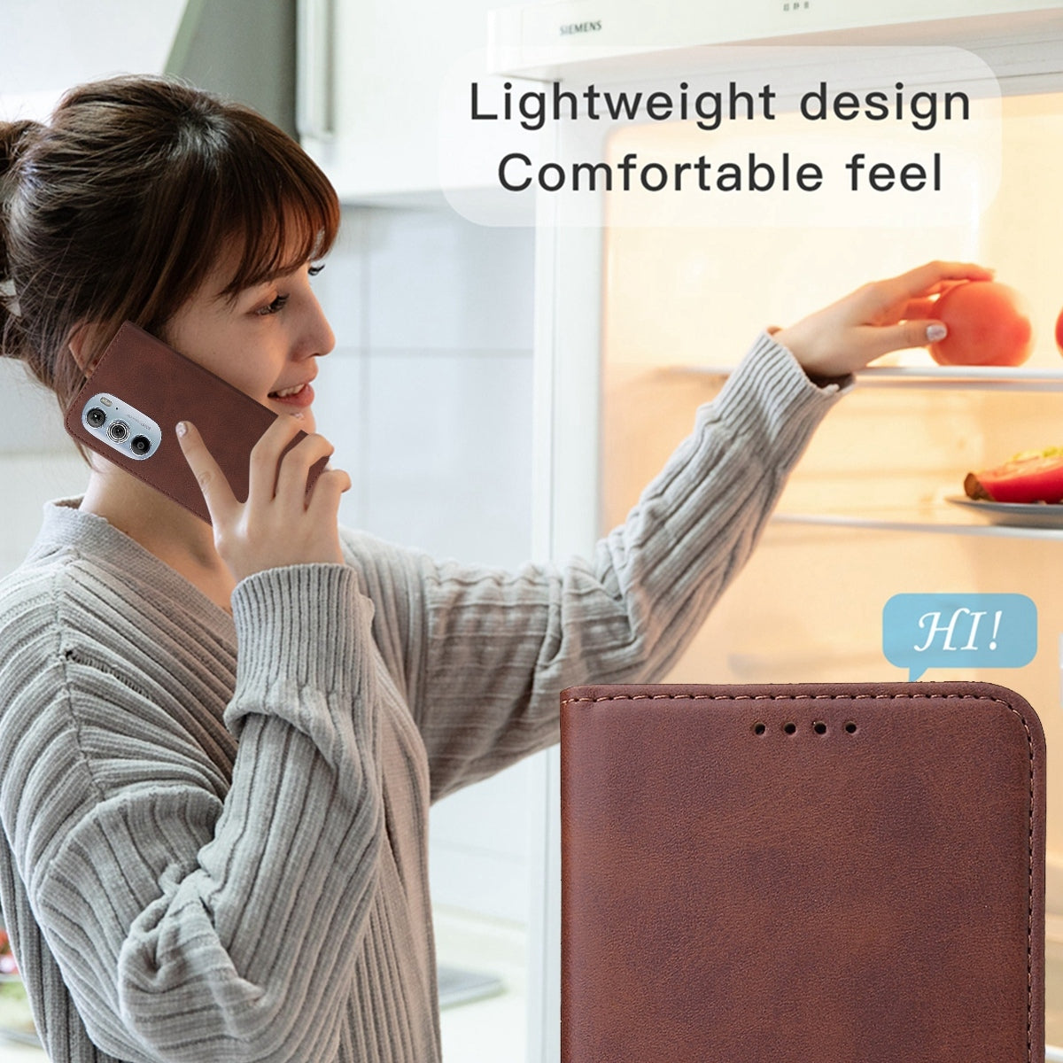 For Motorola Edge+ 5G UW 2022/Edge 30 Pro Magnetic Closure Leather Phone Case(Brown)