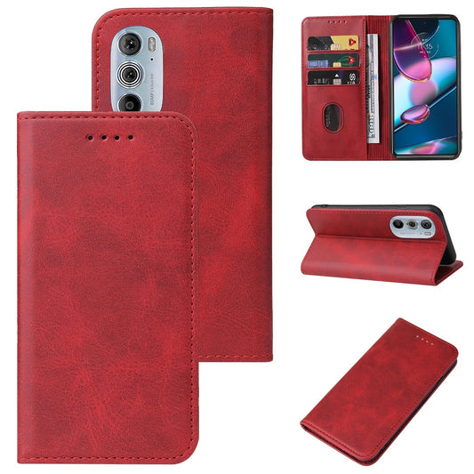 For Motorola Edge+ 5G UW 2022/Edge 30 Pro Magnetic Closure Leather Phone Case(Red)