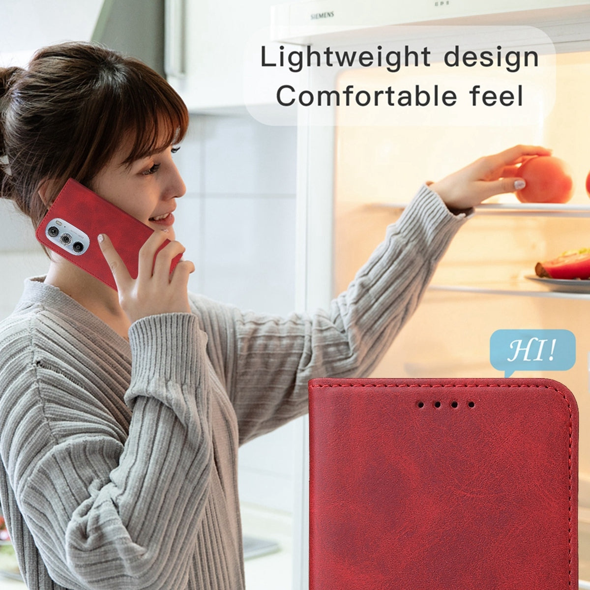 For Motorola Edge+ 5G UW 2022/Edge 30 Pro Magnetic Closure Leather Phone Case(Red)