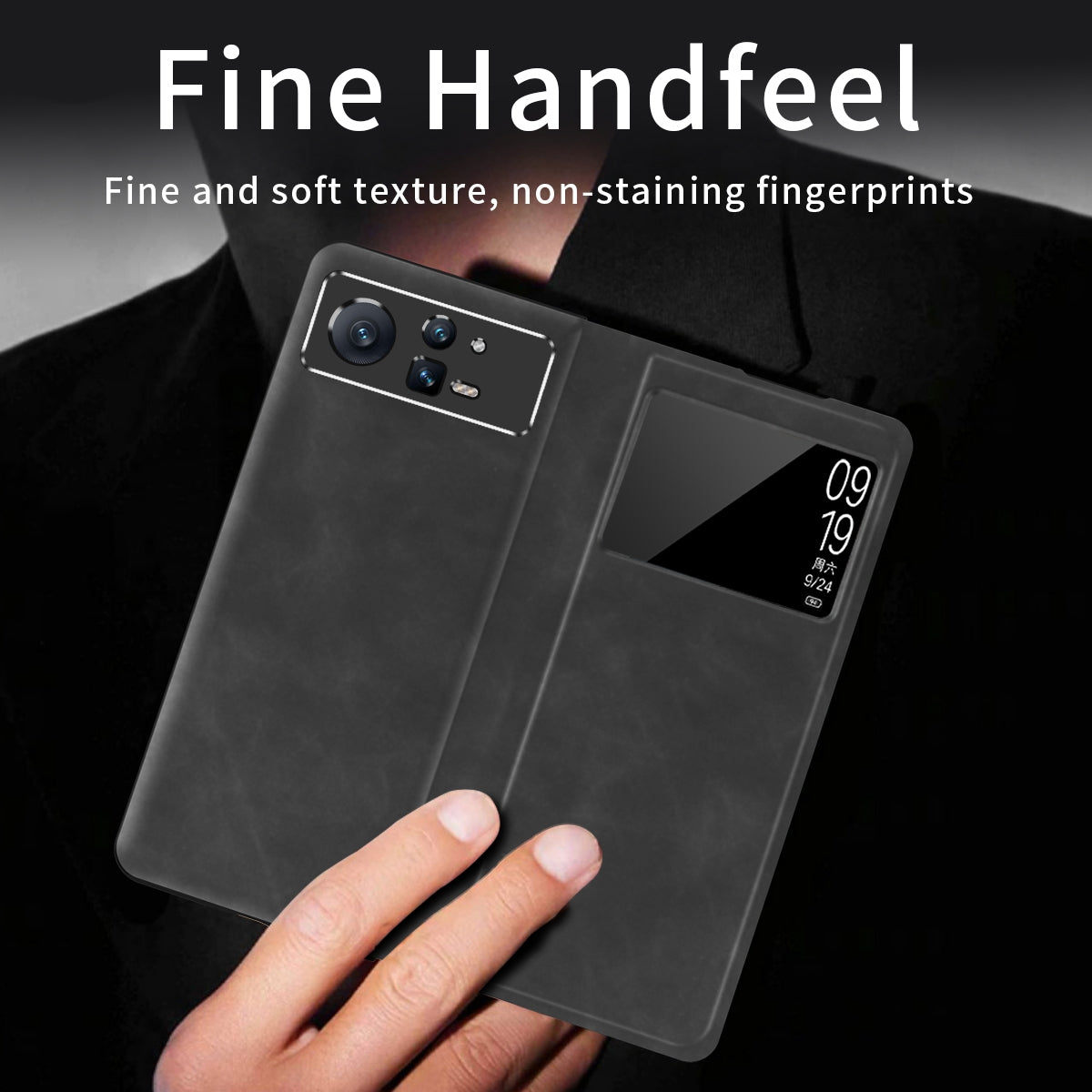 For Xiaomi Mix Fold 2 Celebrity Series Napa Texture Shockproof Phone Leather Case(Black)