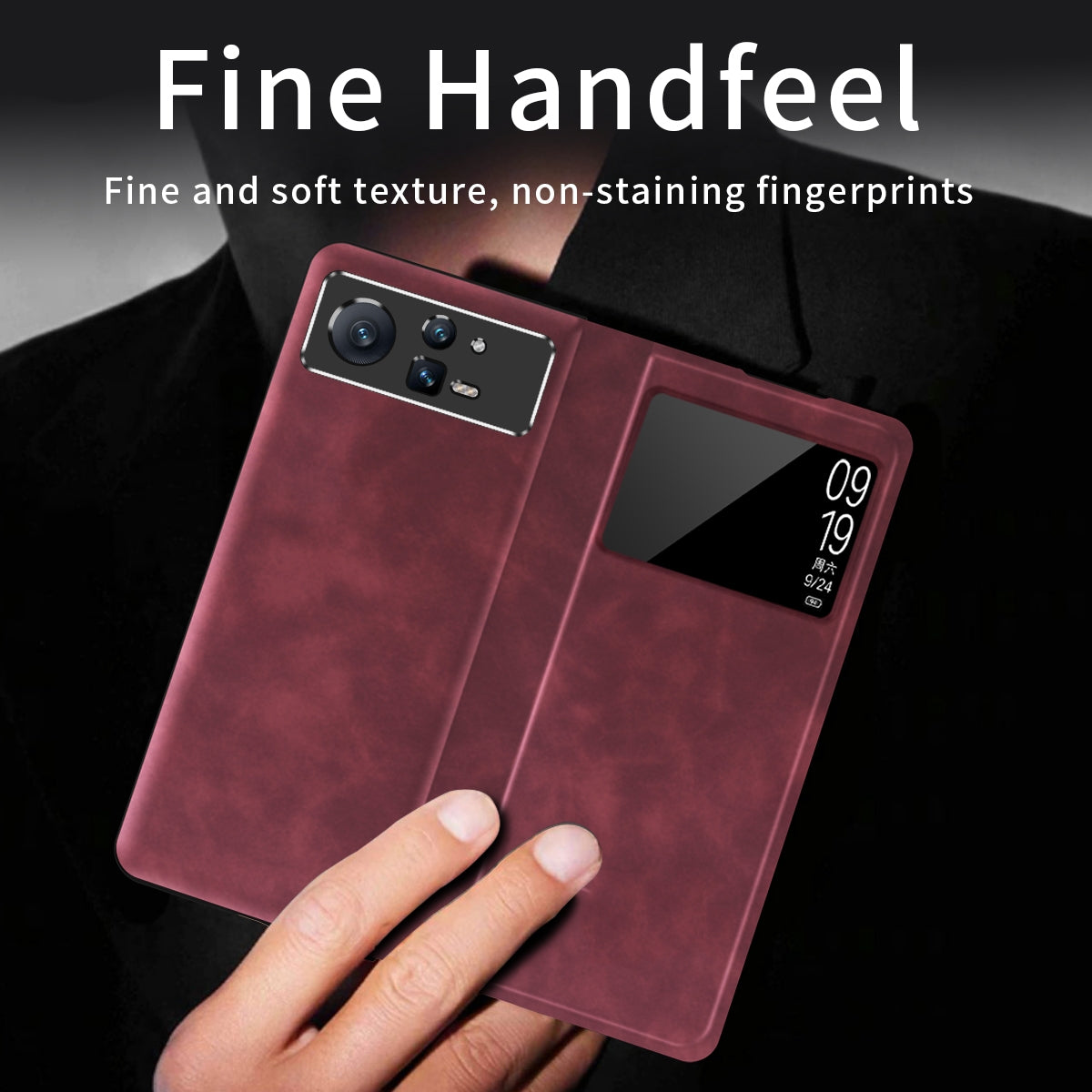 For Xiaomi Mix Fold 2 Celebrity Series Napa Texture Shockproof Phone Leather Case(Wine Red)