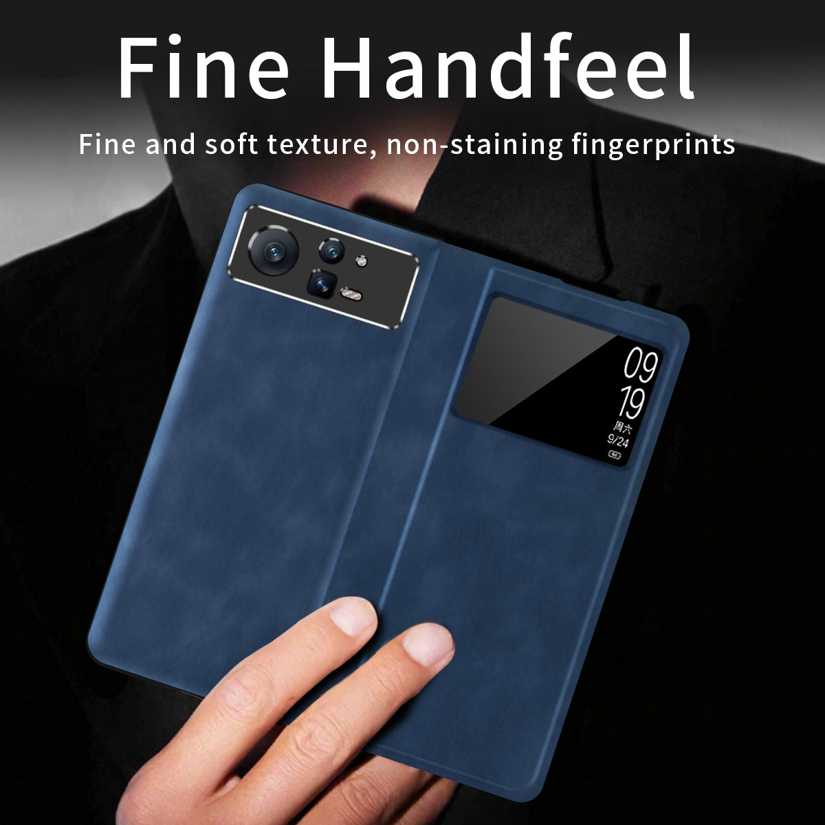 For Xiaomi Mix Fold 2 Celebrity Series Napa Texture Shockproof Phone Leather Case(Sapphire Blue)