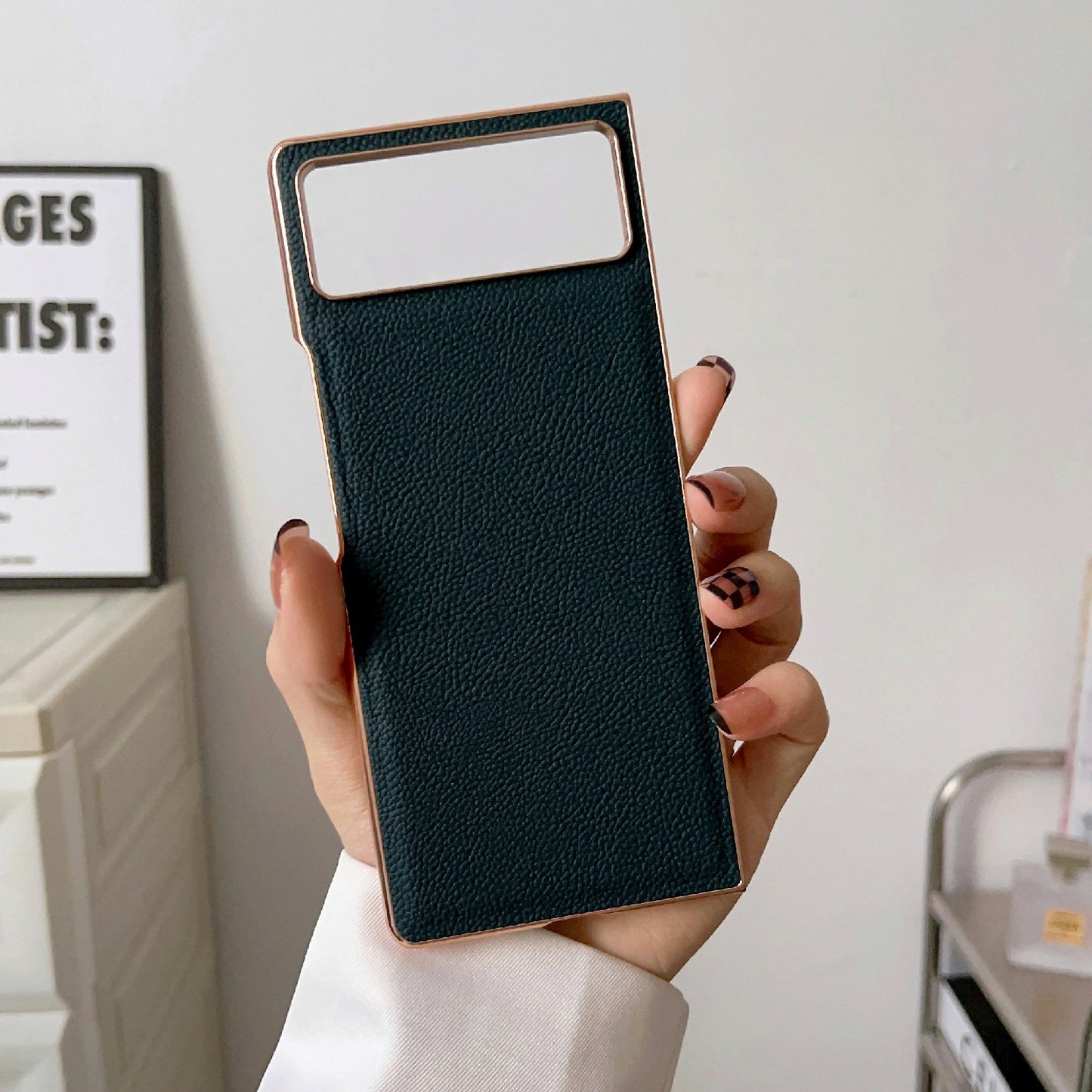 For Xiaomi Mix Fold 2 Nano Electroplating Genuine Leather Phone Case(Green)