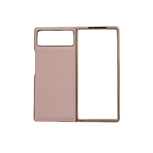 For Xiaomi Mix Fold 2 Nano Electroplating Genuine Leather Phone Case(Pink)