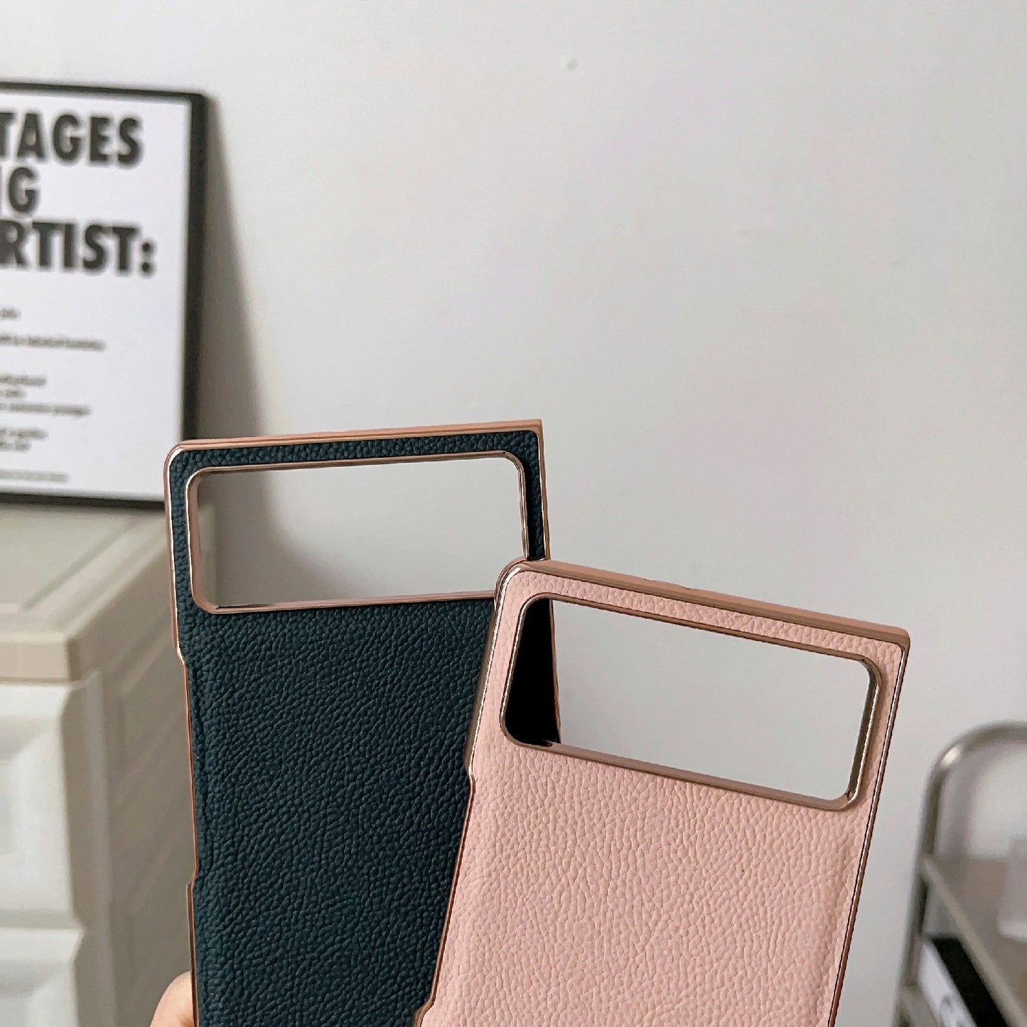For Xiaomi Mix Fold 2 Nano Electroplating Genuine Leather Phone Case(Black)