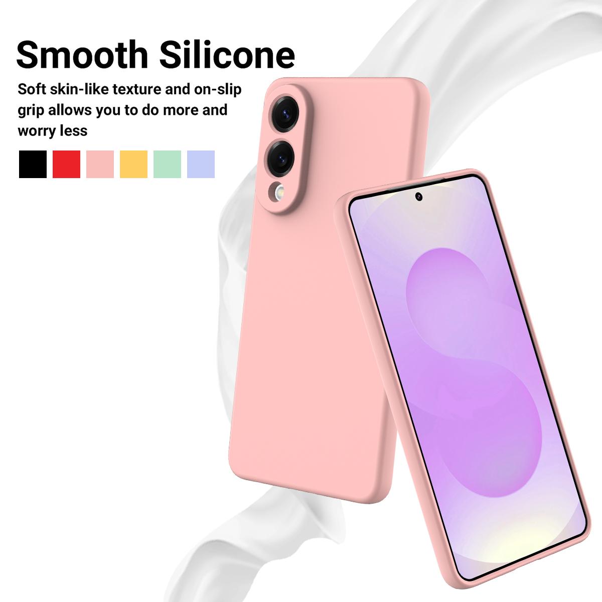 For Samsung Galaxy S25 Edge 5G Color Liquid Silicone Phone Case(Pink)