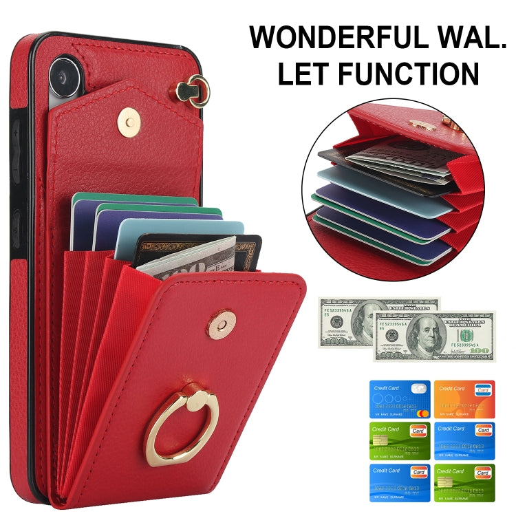 For Samsung Galaxy S24 5G Ring Holder RFID Card Slot Phone Case(Red)